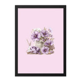 Vintage Floral Phone Wall Art, Lilac Flowers Print, Feminine Decor, Antique Phone Art, Book Lover Gift, Purple Floral Decor - Tawshia